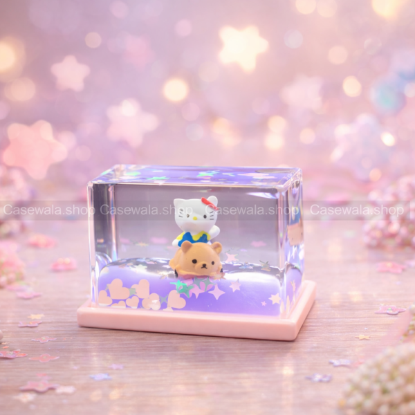 🎀 Hello Kitty Liquid Shaker Mini Gift – Cute Kawaii Bear & Star Glitter Showpiece ✨🧸