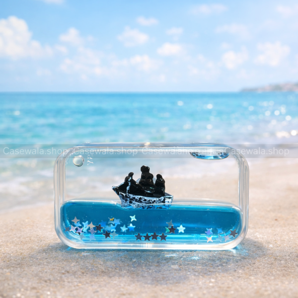 🌊 Ocean Ship Liquid Shaker Mini Gift – Blue Wave & Star Glitter Showpiece ⚓✨