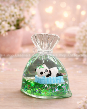🐼 Cute Panda Liquid Shaker Mini Gift – Kawaii Glitter Showpiece with Star Confetti ✨💚