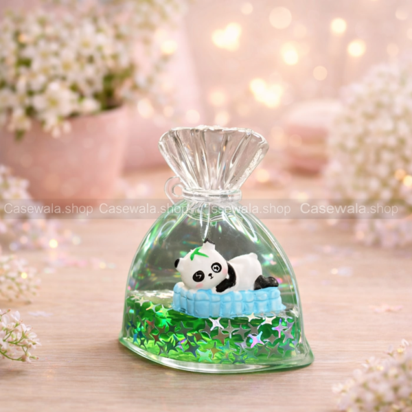 🐼 Cute Panda Liquid Shaker Mini Gift – Kawaii Glitter Showpiece with Star Confetti ✨💚