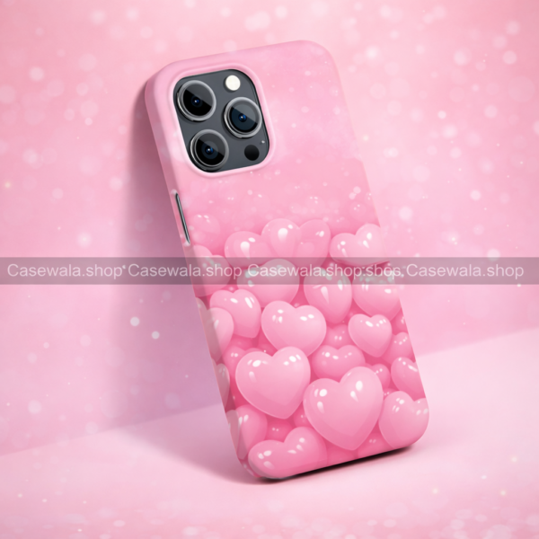 Pink Heart Aesthetic Phone Case – Cute Glossy Love Design FG#001