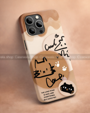 FG#002 Cute Cat Doodle Aesthetic Phone Case â Beige Cartoon Design FG#002