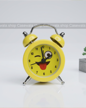 Cute Smiley Face Twin Bell Alarm Clock – Yellow