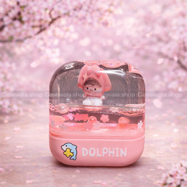 🌸 Cute Pink Dolphin Liquid Shaker Mini Gift – Kawaii Girl & Cherry Blossom Showpiece 🎀✨