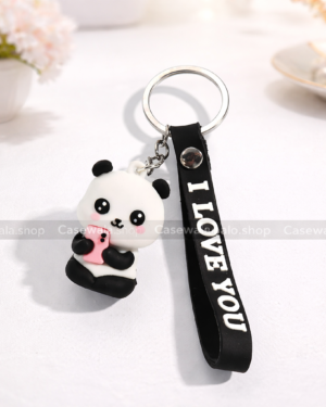 Cute Panda Mobile Keychain with Strap