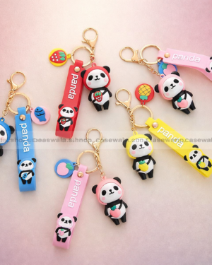 Cute Panda Keychain with Strap (Fruit Series)