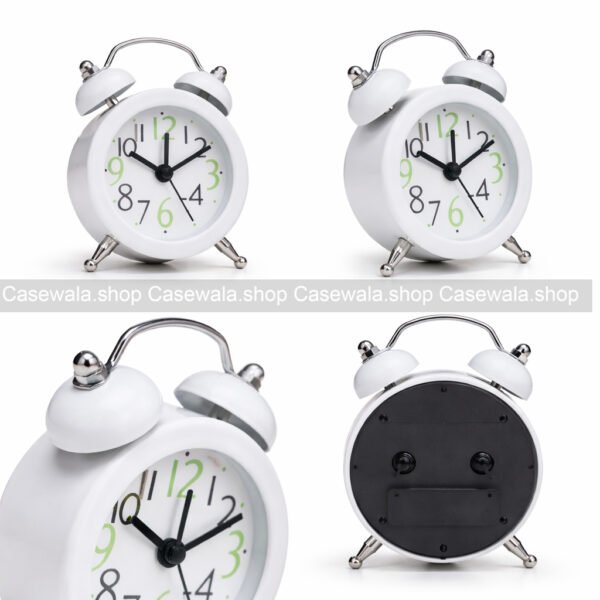 White Twin Bell Alarm Clock