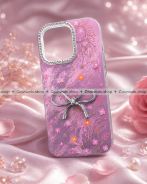 Luxury Floral Bow Glitter Back Case 🎀✨